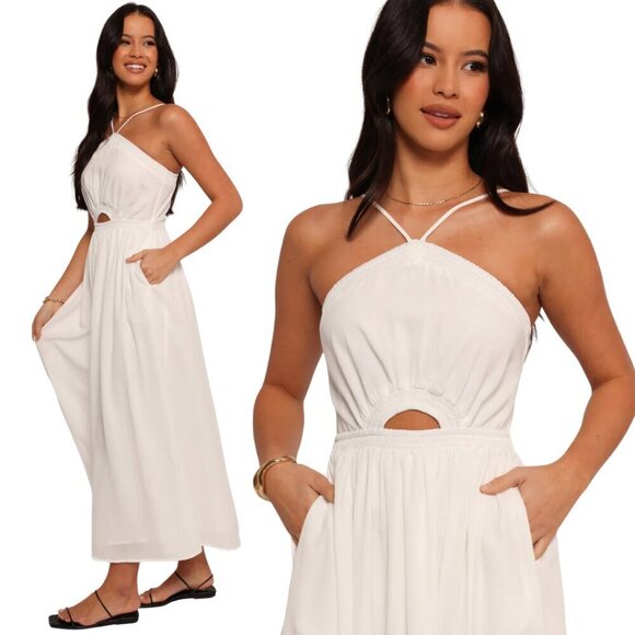 Petal + Pup Madi Maxi Dress Womens Small White Sleeveless Cut Out Flowy Boho NWT - Picture 2 of 15